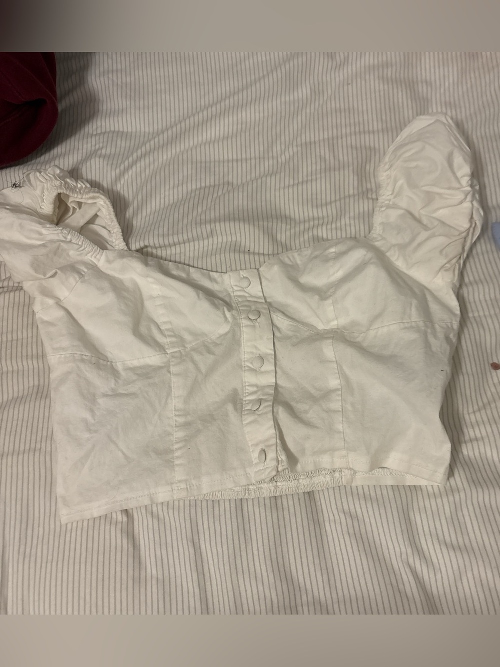 White Button-Front Crop Top